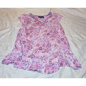 Ellen Tracy Women's Paisley Short Sleeve Pajama Top Size Small